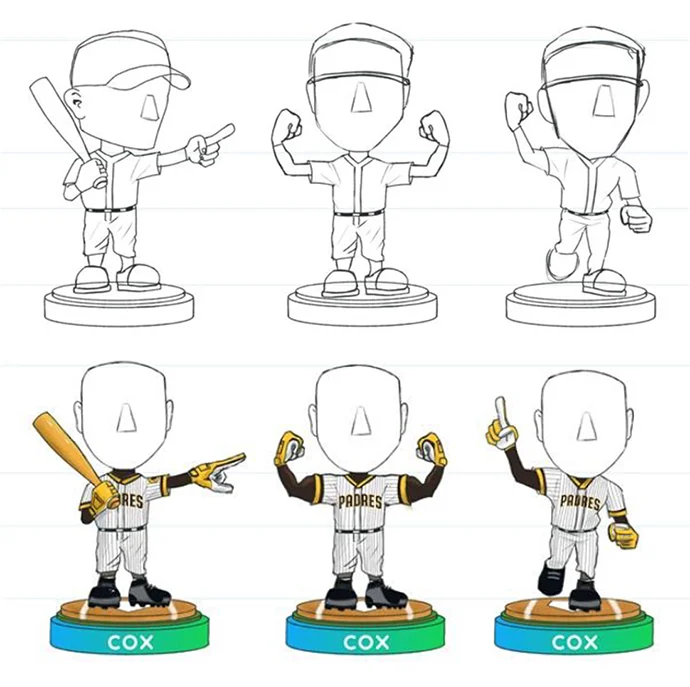 Cox Bobble head Sketches