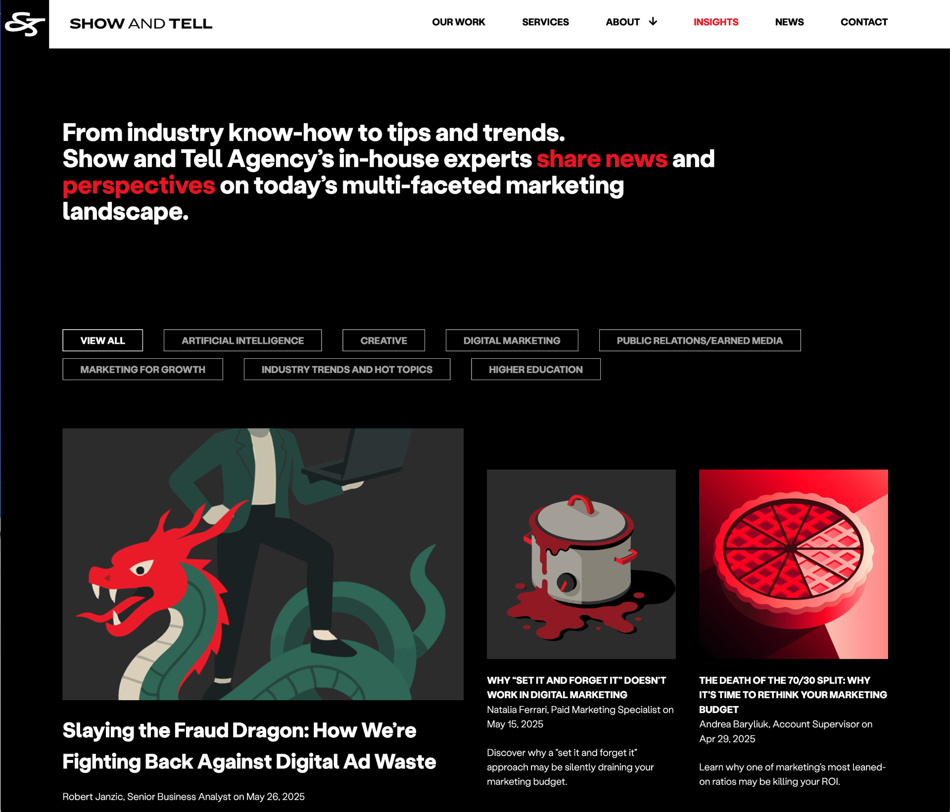Show and Tell Insights page