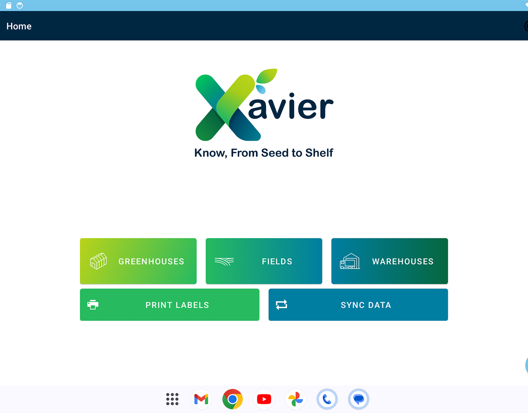 Xavier App Home Screen